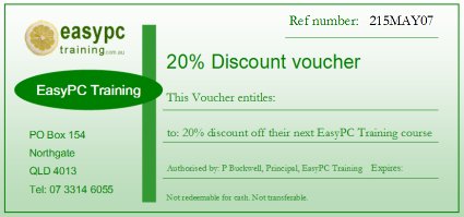 Discount voucher - ref number 215MAY07